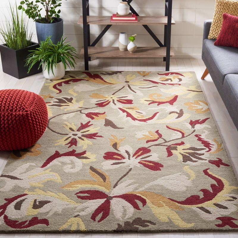 Ivory Floral Hand-Tufted Wool Rectangular Rug 4' x 6'