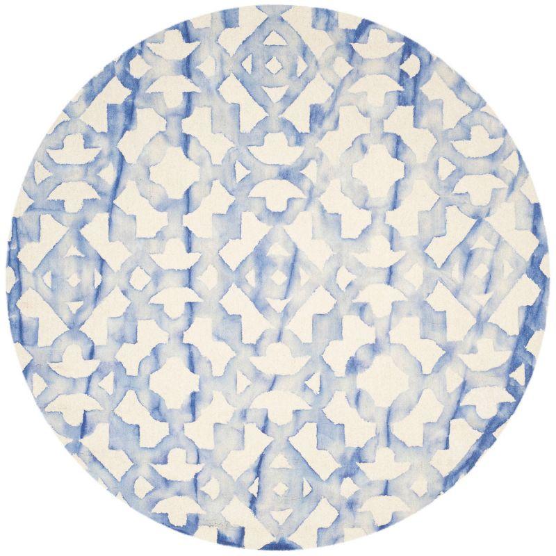 Dip Dye DDY717 Hand Tufted Indoor Area Rug - Ivory/Blue - 7' Round - Safavieh