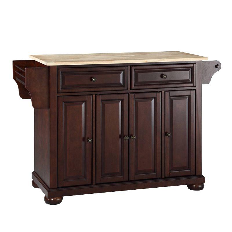 Alexandria Wood Top Full Size Kitchen Island/Cart Mahogany - Crosley: 8 Shelves, 2 Drawers, Adjustable Storage