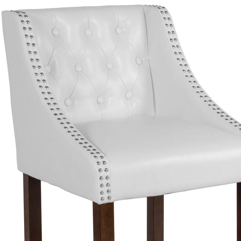 Merrick Lane Upholstered Counter Stool 24" High Transitional Tufted Counter Stool with Accent Nail Trim