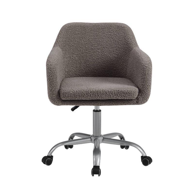 Ergonomic Gray Sherpa Swivel Office Chair with Fixed Arms