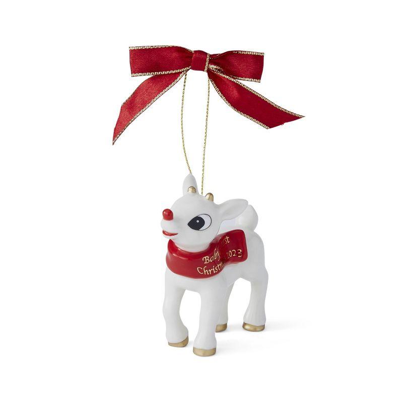 White and Red Baby's First Christmas Reindeer Ornament