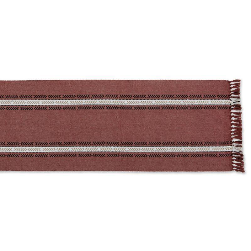 Design Imports  Clay Dobby Striped Fringe Ribbed Table Runner 14X72