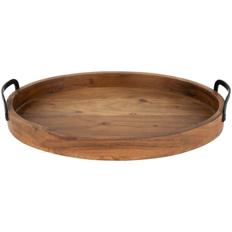 Northlight Acacia Wood Trays with Metal Handles - Set of 3 - 21.75"