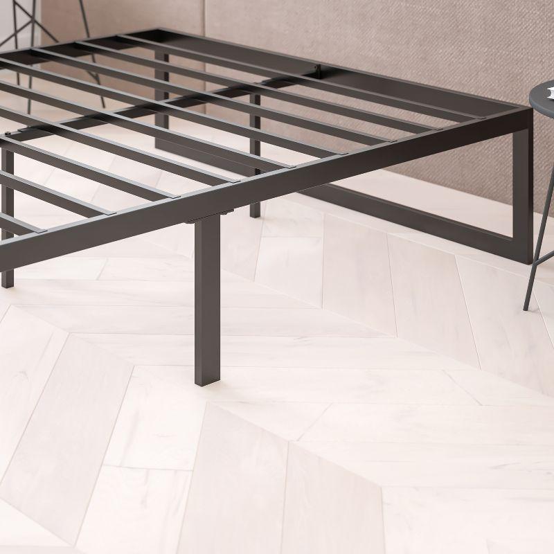 Black King Metal Platform Bed Frame with Slats