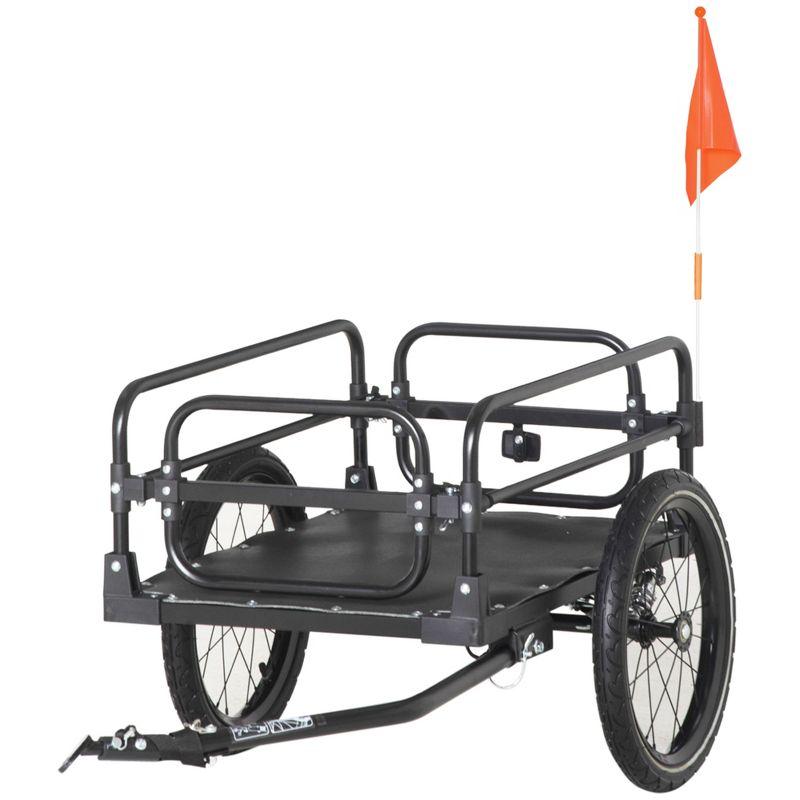 Aosom Bike Cargo Trailer Bike Wagon Bicycle Trailer with Suspension, 16'' Wheels, 88 lbs Max Load