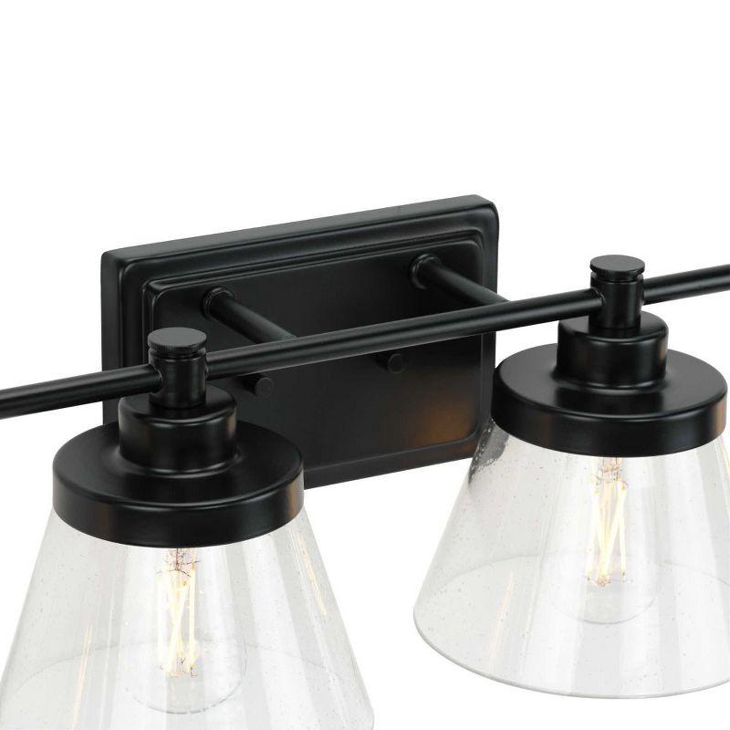 Progress Lighting, Hinton, 4-Light Bath Vanity, Matte Black, Clear Seeded Glass