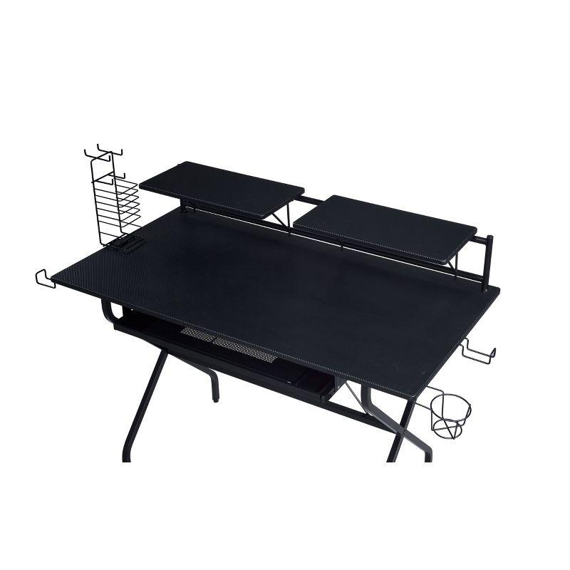 Acme Furniture Hartman Computer Desk Black: Metal Frame, MDF Surface, Hutch Storage, 47" Width