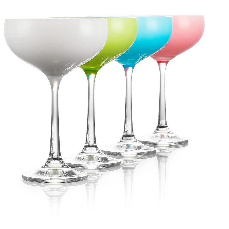TABLE 12 TDA Series Table 12 5.8-ounce Mini Coupe Cocktail Glasses, Glass Cups Set Of 4, Champagne Glasses In Assorted Colors