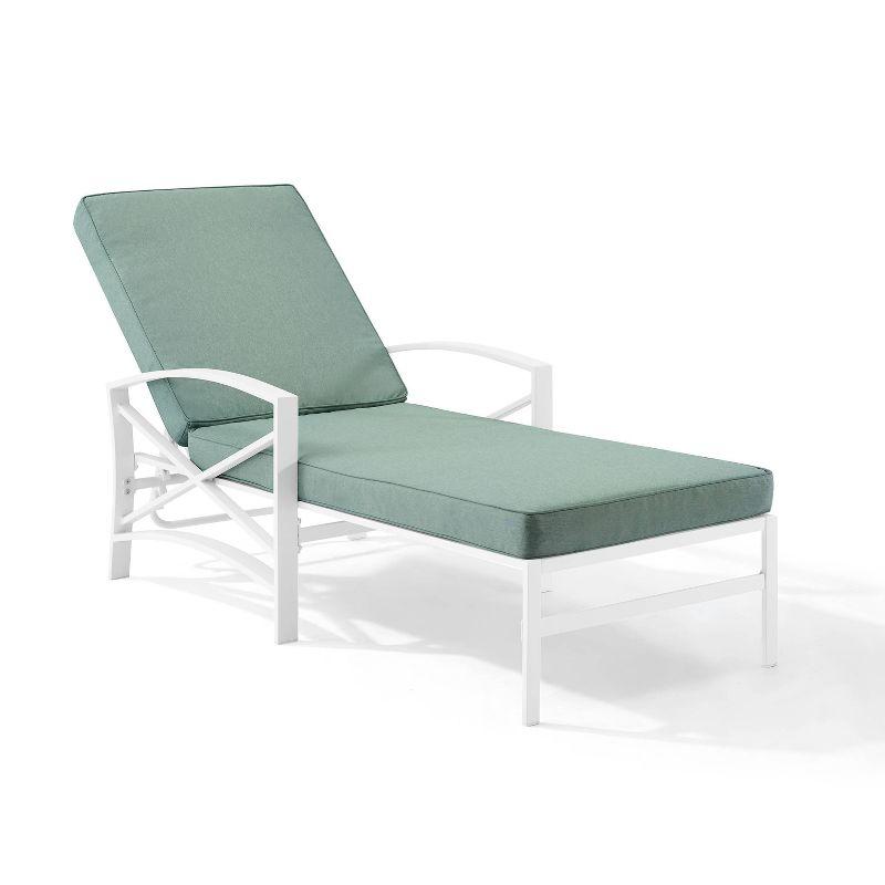 Mist and White Steel Outdoor Chaise Lounge with Cushions