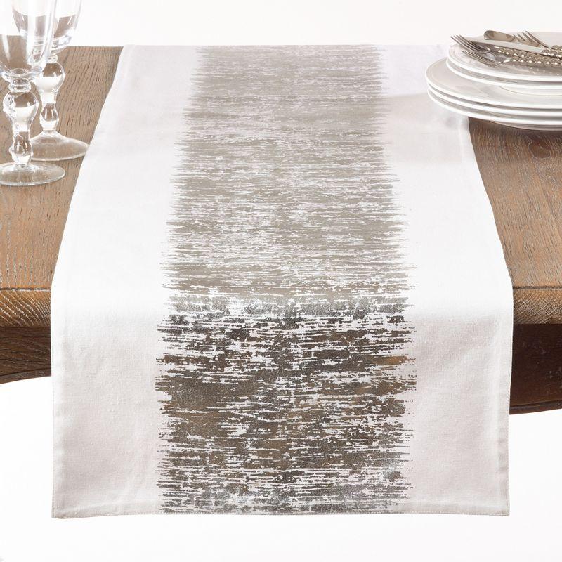 Saro Lifestyle Metallic Banded Design Runner, Silver, 16" x 90"
