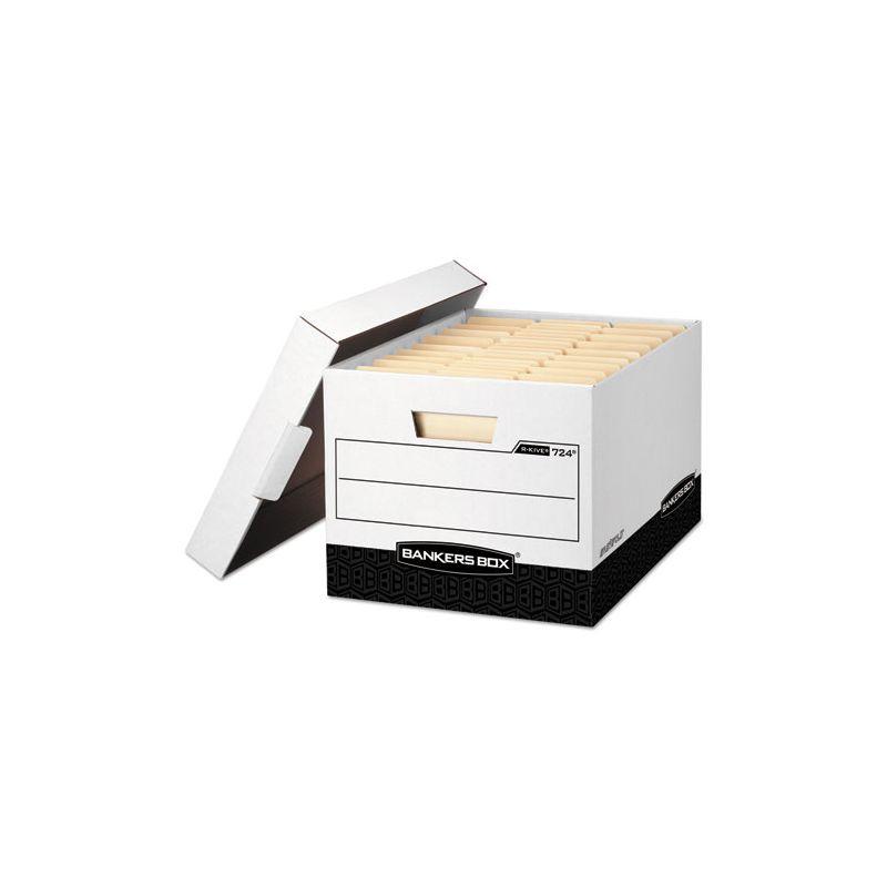 Bankers Box R-KIVE Heavy-Duty Storage Boxes, Letter/Legal Files, 12.75" x 16.5" x 10.38", White/Black, 12/Carton