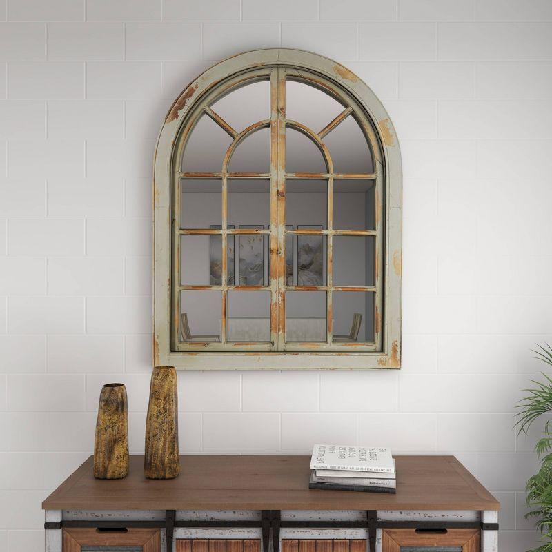 48" x 37" Farmhouse Classic Arched Window Design Decorative Wall Mirror - Olivia & May