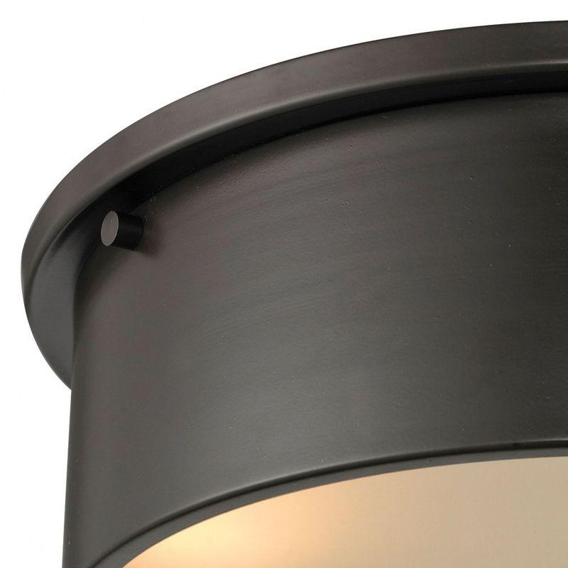 Simpson 14" Drum Flush Mount Light in Oil Rubbed Bronze with Frosted White Shade