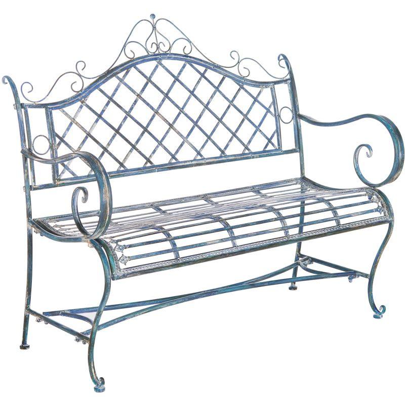 Abner Wrought Iron 45.75 Inch W Outdoor Garden Bench  - Safavieh