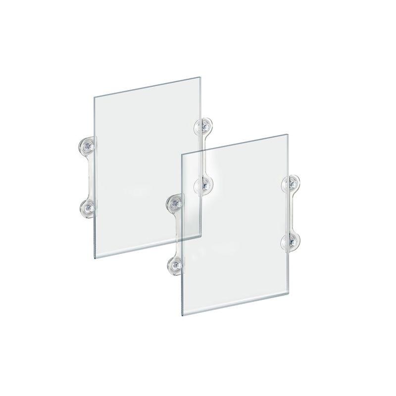 Clear Acrylic Double-Sided Sign Holder with Suction Cups, 2-Pack