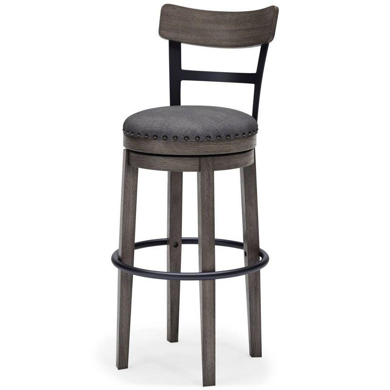 Caitbrook Barstool Gray - Signature Design by Ashley: Antiqued Finish, Swivel, Nailhead Trim