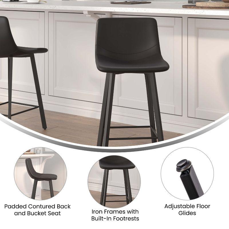 Emma and Oliver Set of Two 30" Modern Upholstered Barstools, Matte Metal Frames and Plastic Floor Glides