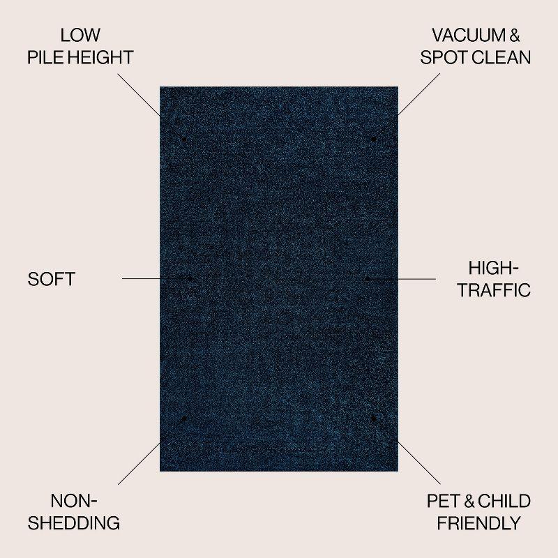 8'x10' Haze Solid Low-Pile Area Rug, Navy - JONATHAN Y