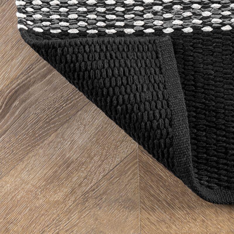 Handmade Reversible Black Cotton Flatweave Rug, 8' x 10'