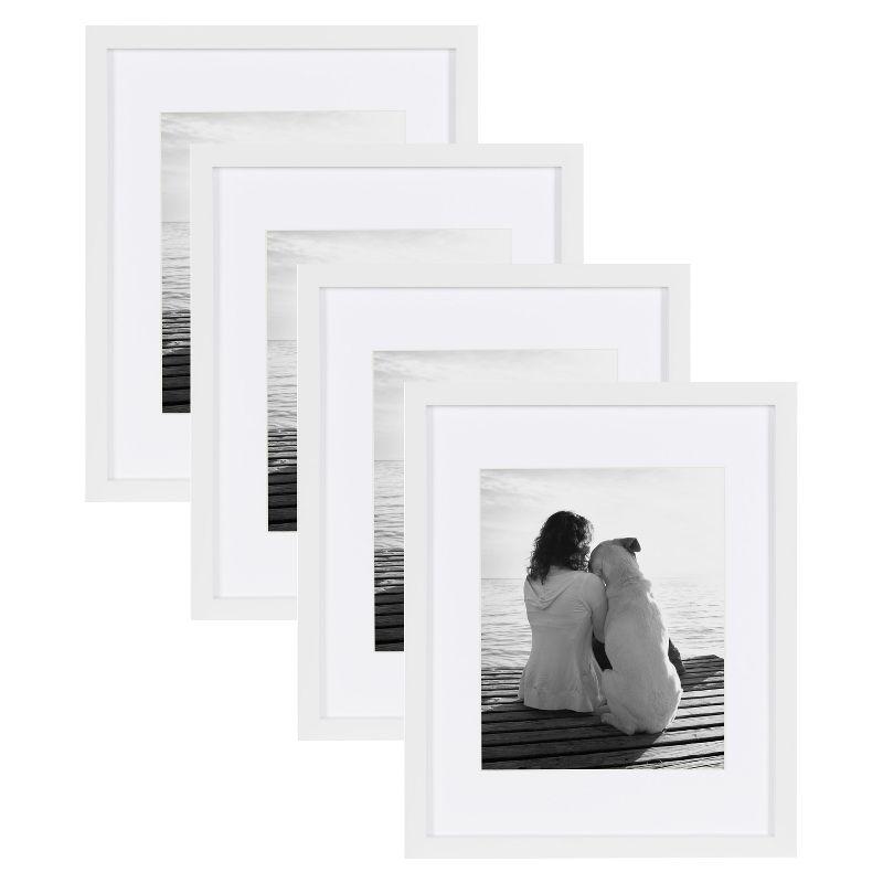 DesignOvation Gallery Rectangle Wood Wall Frame, 11x14 matted to 8x10, White
