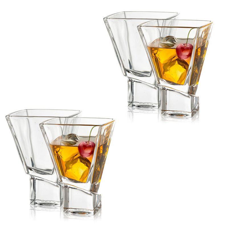 JoyJolt Carre Collection Cocktail Glasses - Set of 4 Square Heavy Base Martini Glass Set - 8-Ounce