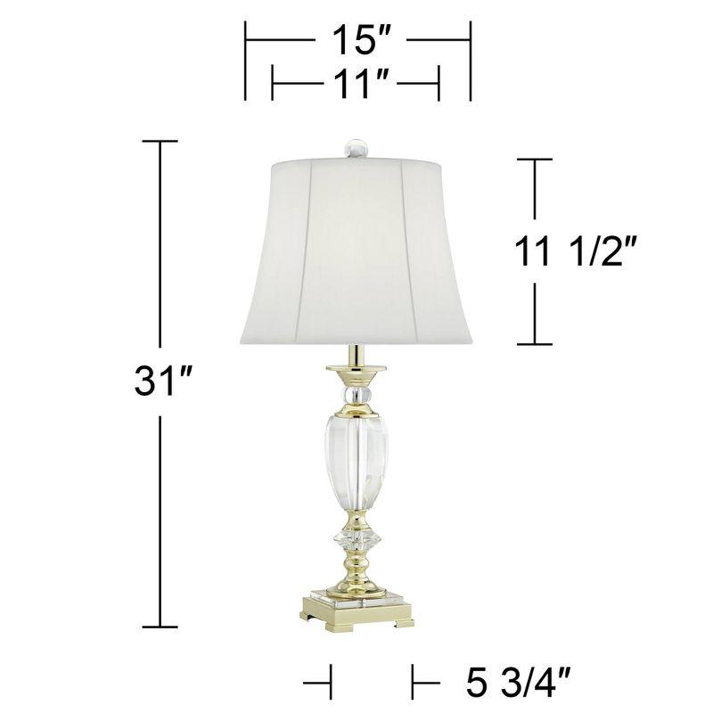 Vienna Full Spectrum Traditional Table Lamps 28.75" Tall Set of 2 Faceted Crystal and Brass White Bell Shade for Living Room Family Bedroom