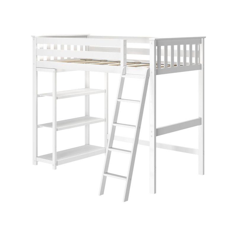 Forbes Twin Pine Loft Bed with Shelves