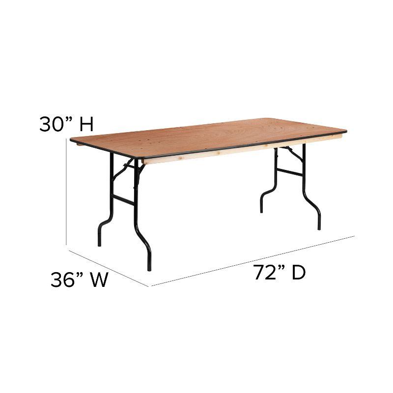 Flash Furniture 6-Foot Rectangular Wood Folding Banquet Table with Clear Coated Finished Top