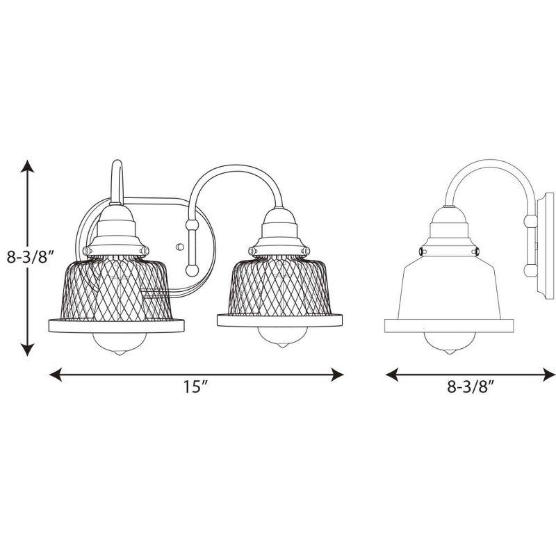 Progress Lighting Tilley 2-Light Bath & Vanity in Antique Bronze, Steel, Industrial Style, Metal Mesh Shades