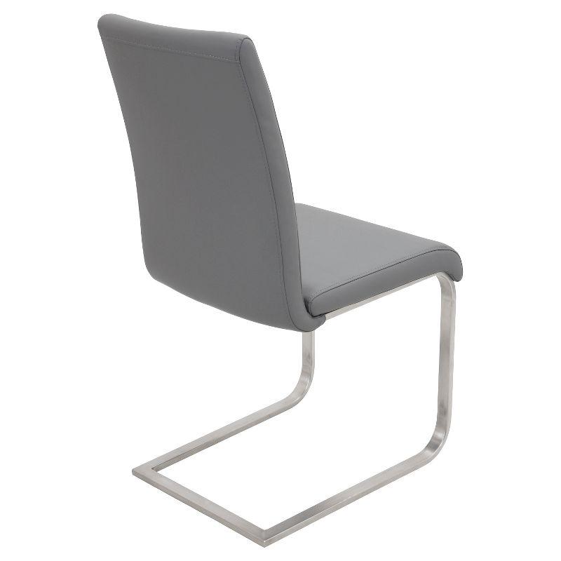 LumiSource Set of 2 Foster Contemporary Dining Chair Stainless Steel/Gray: Upholstered, Steel Frame, Floor Protectors