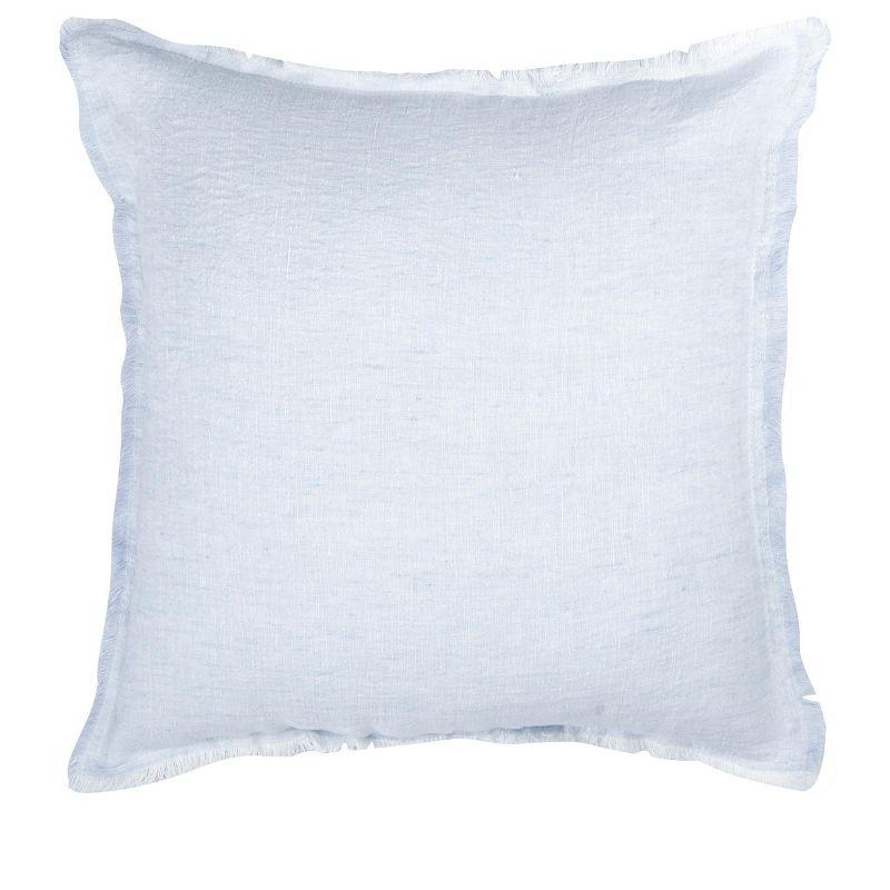 Sky Blue Fringe Soft Linen Throw Pillow 27"