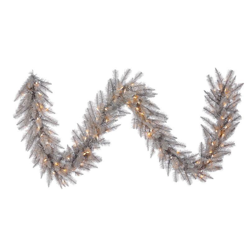 Platinum Fir 9' Pre-Lit Artificial Christmas Garland with Warm White LEDs