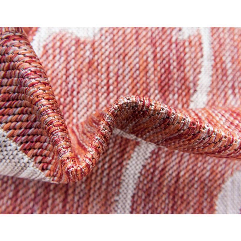 Unique Loom 4' 1 x 6' 1 Rectangle Indoor/Outdoor Botanical Rust Red Area Rug