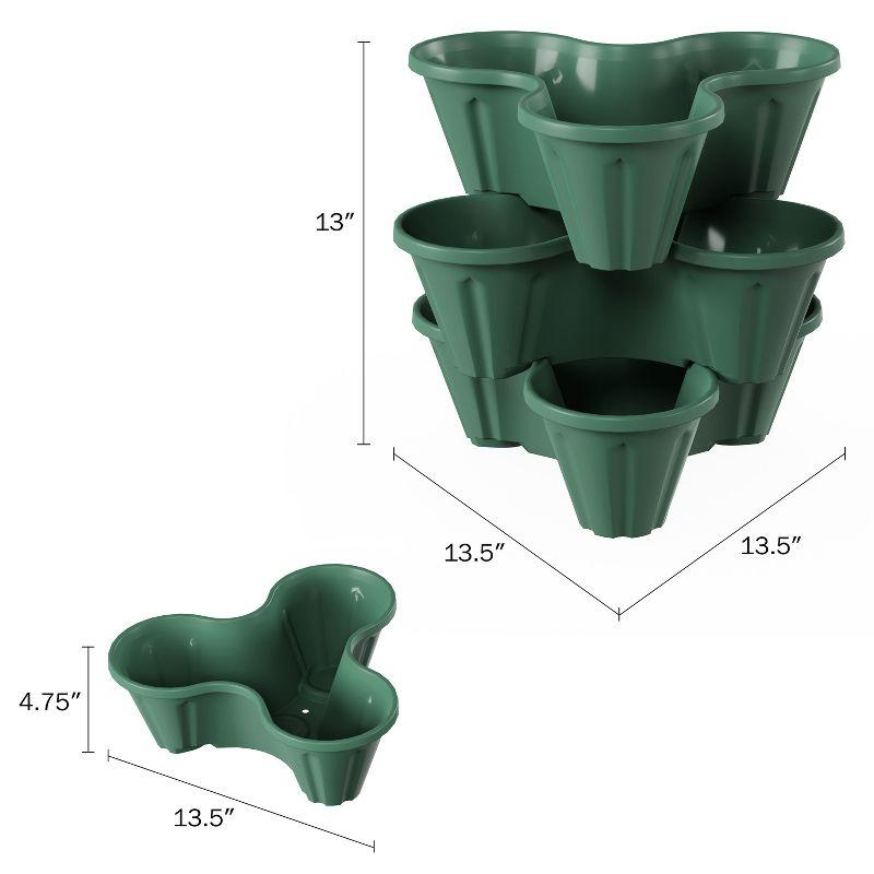 Pure Garden 3-Tier Stacking Planters - Space Saving Flowerpots for Indoor/Outdoor Vertical Herb & Vegetable Garden