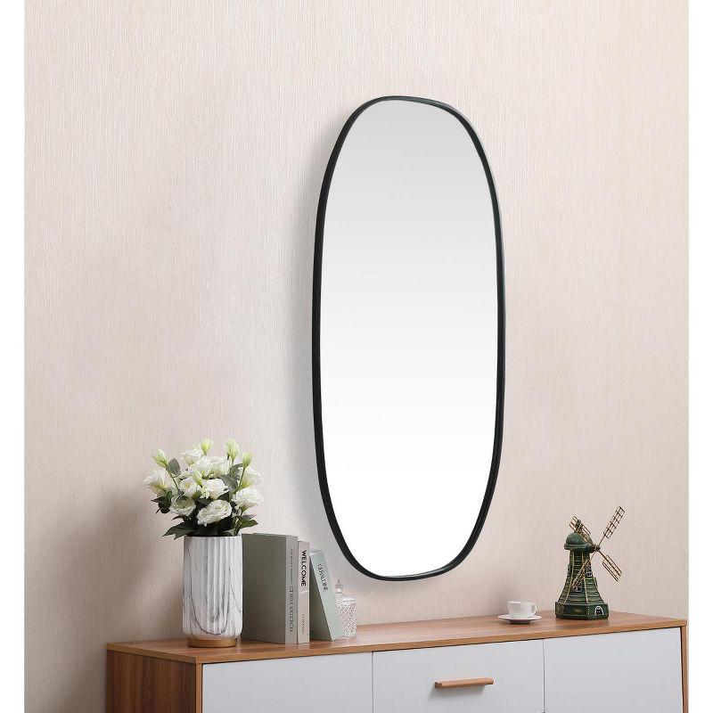 Elegant Lighting Metal Frame Oval Mirror 24x48 Inch in Black