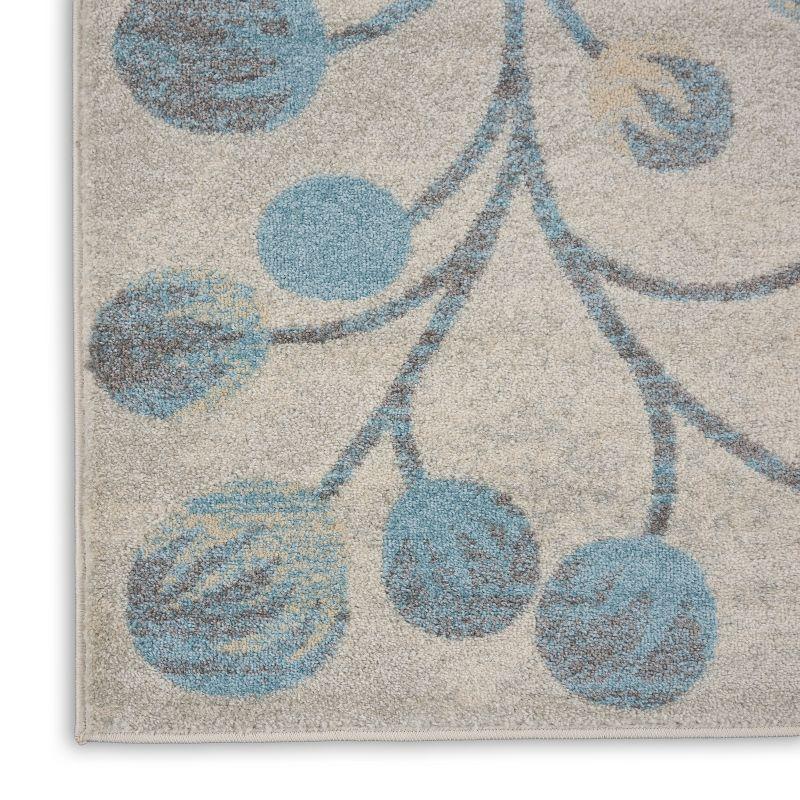 Nourison Tranquil 8'10" X 11'10" (9' x 12') Ivory/Turquoise Area Rug Contemporary Botanical Vine and Bloom by Nourison