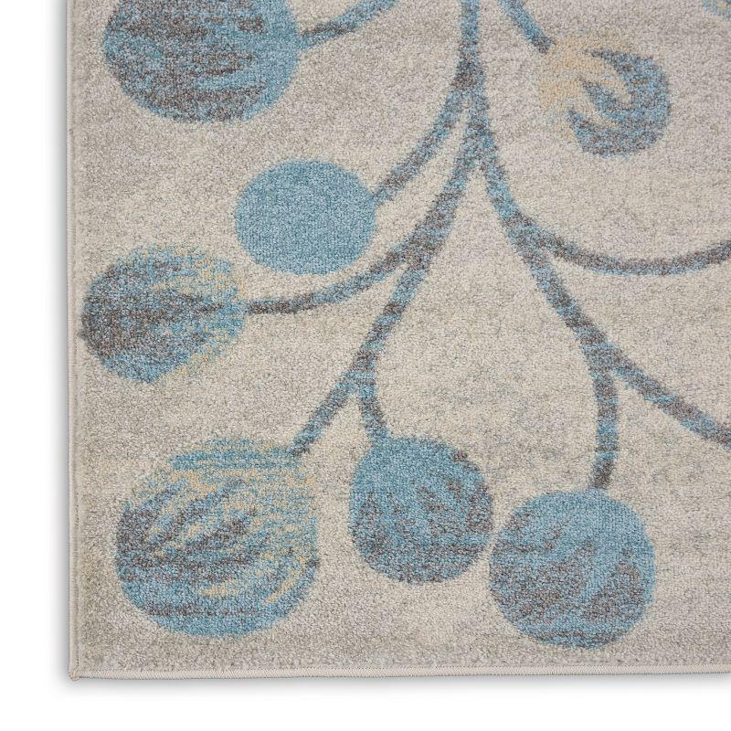 Elysian Fields Ivory & Turquoise Floral Synthetic Area Rug, 8'10" x 11'10"