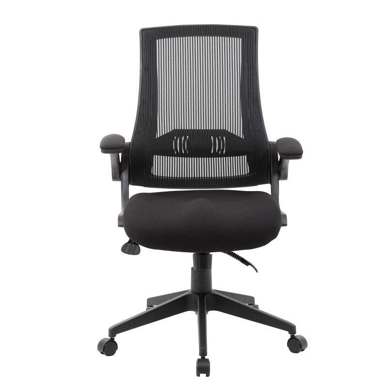 Boss Mesh Back Flip Arm Task Chair Black: Ergonomic Design, Nylon Base, Foam Padding, 275lb Capacity