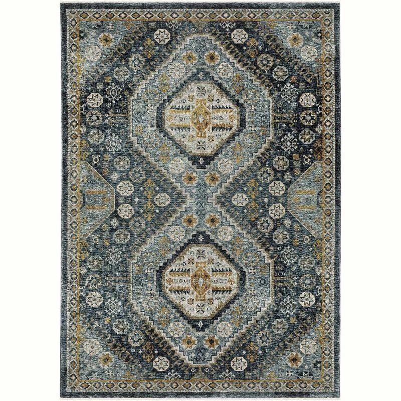 Oriental Weavers Aberdeen 7150B Blue/ Gold Indoor Area Rug - 5'3" x 7'6"