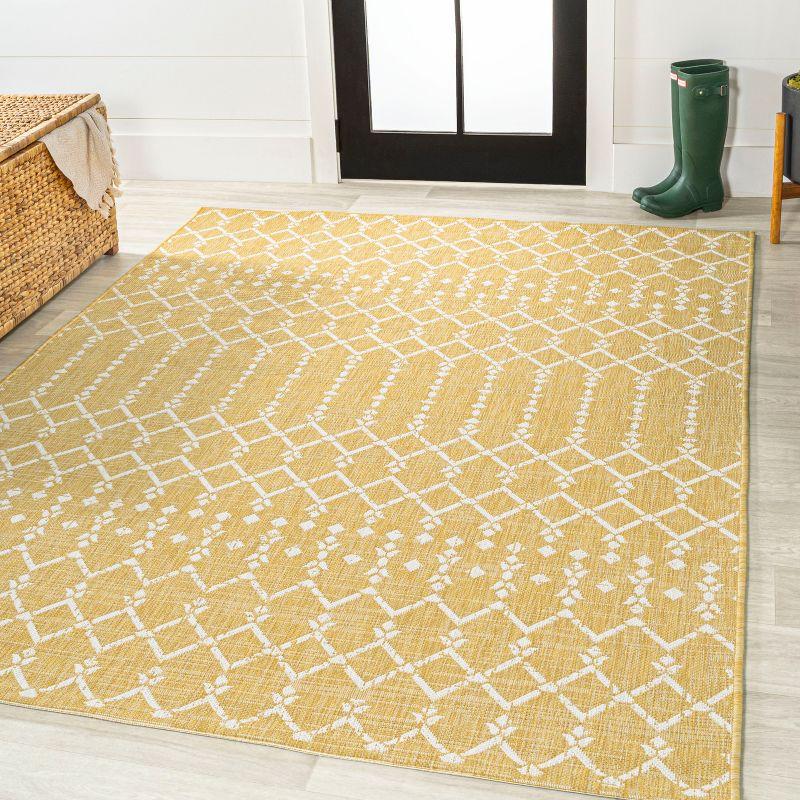 Ourika Moroccan Geometric Textured Weave Indoor/Outdoor Area Rug - JONATHAN Y