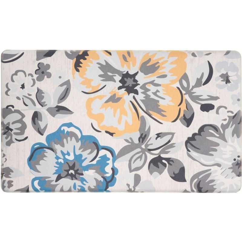 Cream Modern Floral Anti-Fatigue Standing Mat 18" x 30"