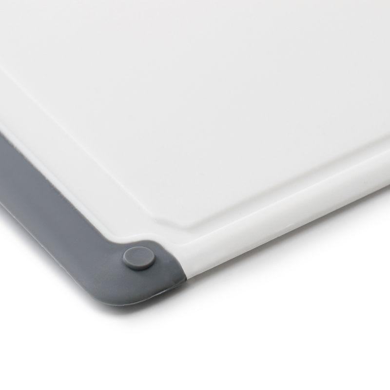 Oster Bergen 2 Piece Rectangular Plastic Cutting Board Set in White with Non-Slip Feet