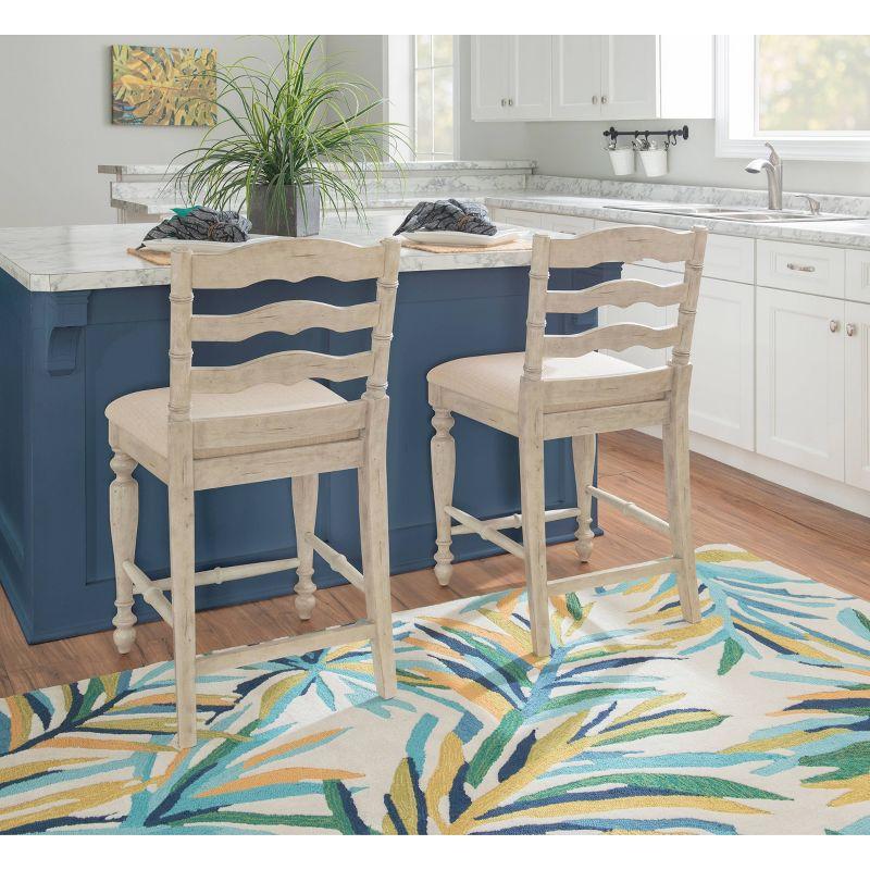 24" Marino Padded Seat Counter Height Barstool Upholstered Seat and Back White - Linon: Rubberwood Frame, Foam Fill, Ladder-Back Design