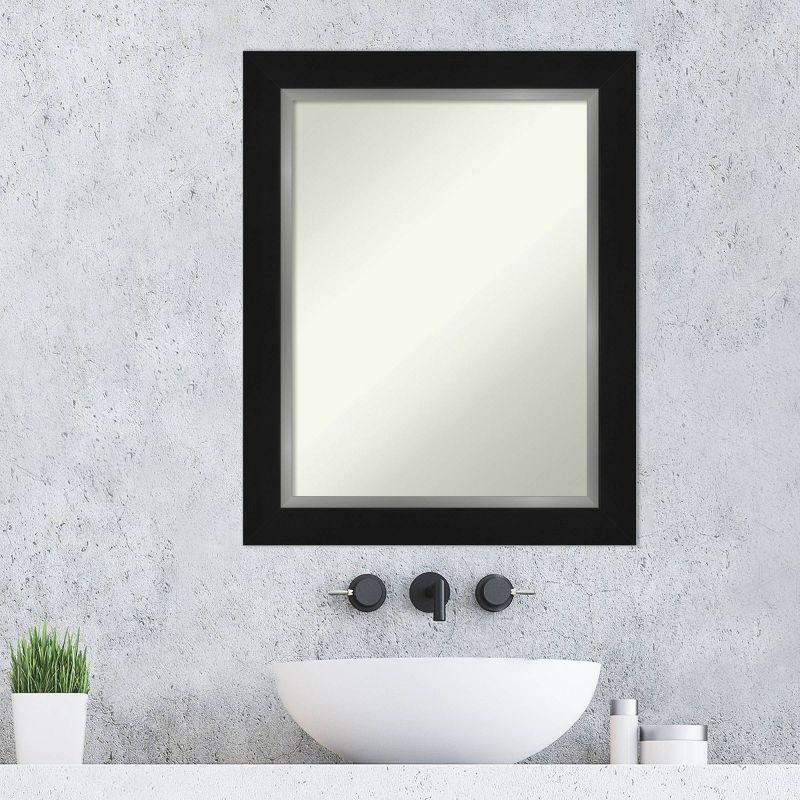 24" x 30" Non-Beveled Eva Bathroom Wall Mirror Black - Amanti Art: Polystyrene Frame, Wall Mount