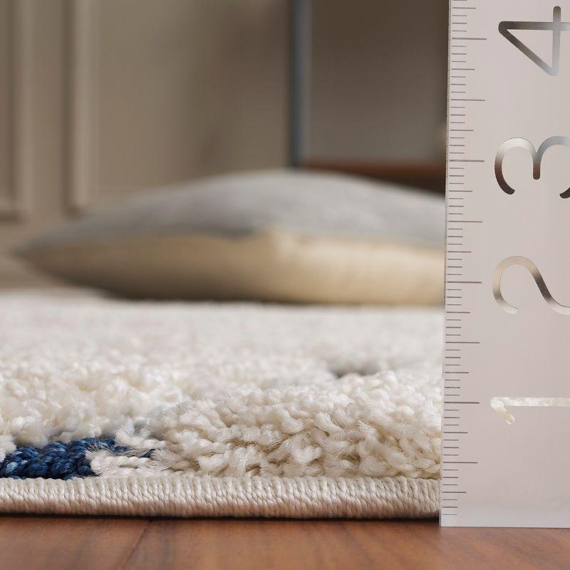 Florida Shag SG471 Power Loomed Indoor Runner Rug - Cream/Blue - 2'3"x11' - Safavieh