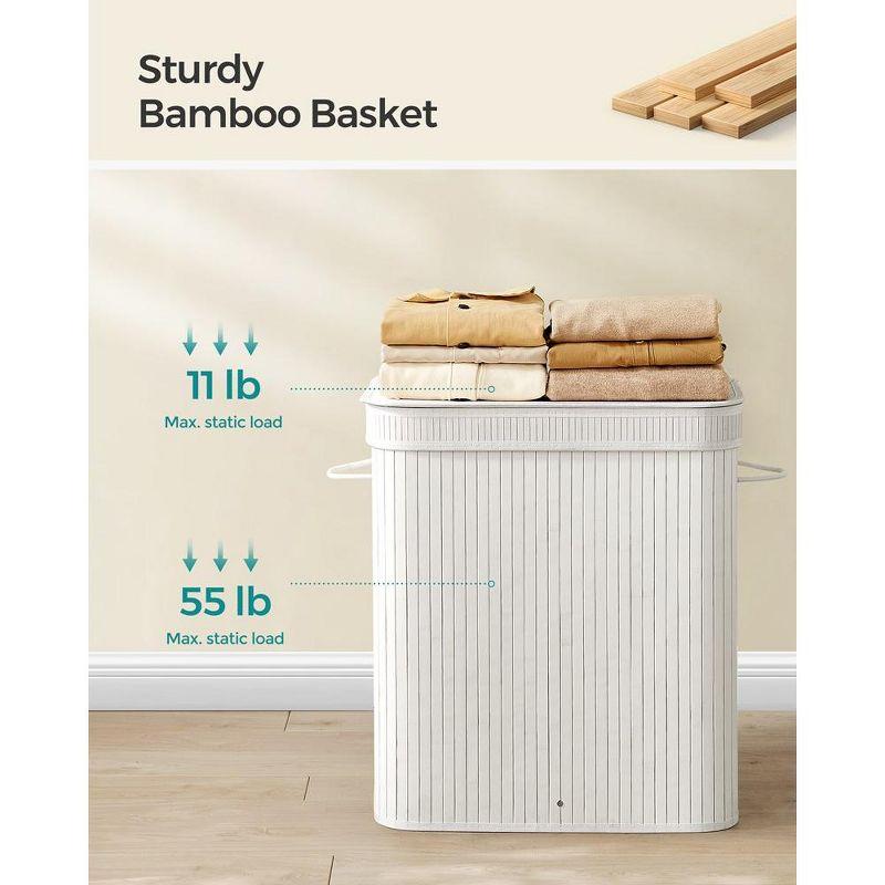 SONGMICS Laundry Hamper with Lid Bamboo Laundry Basket with Liner Bag