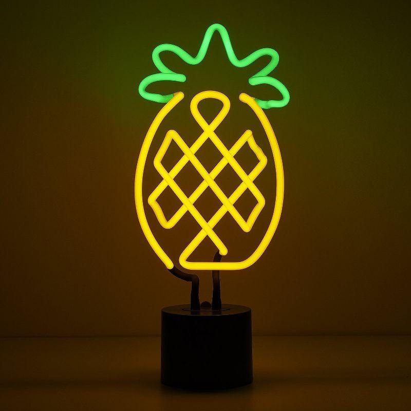 Amped & Co Pineapple Neon Desk Light, Yellow and Green