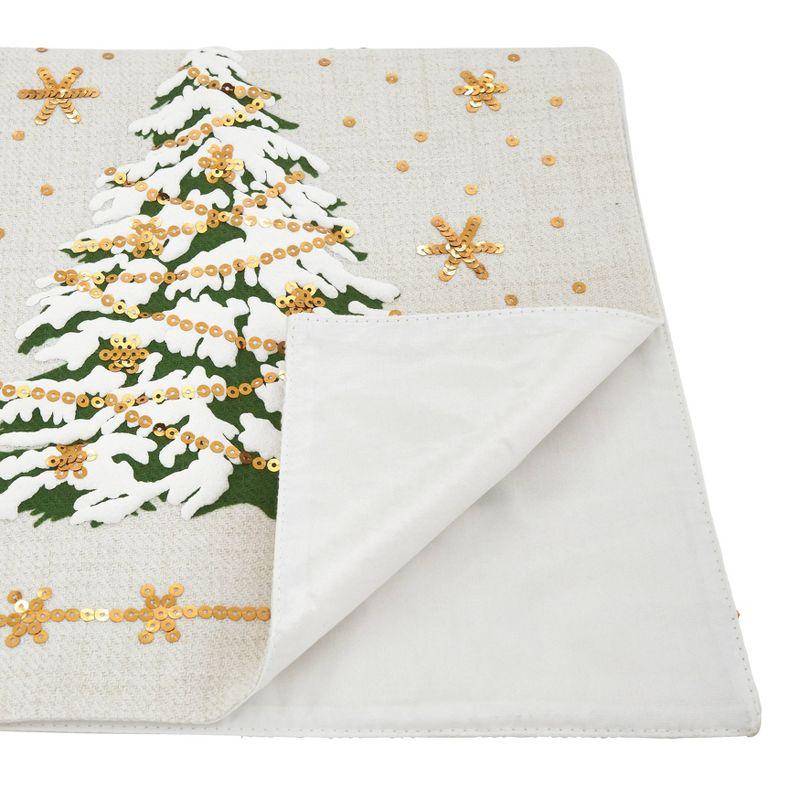 White Polyester Christmas Tree Table Runner with LED Lights