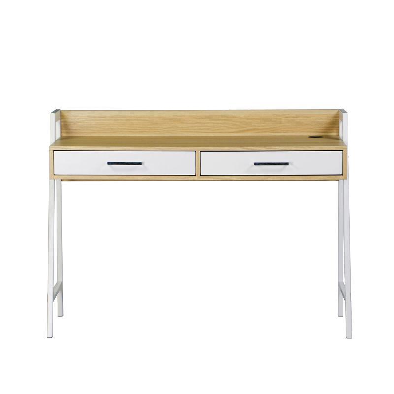 Saint Birch Fenton 47-inch Writing Desk with 2 Drawers, Natural/White